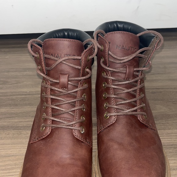 Nautica boots Men’s 9  one time worn brown leather boots - Picture 4 of 7